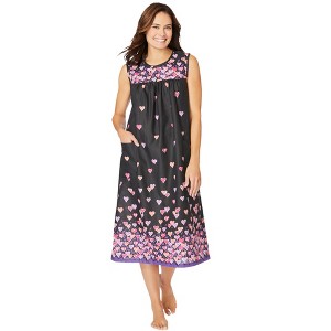 Only Necessities Women's Plus Size Sleeveless Print Lounger - 1 of 4