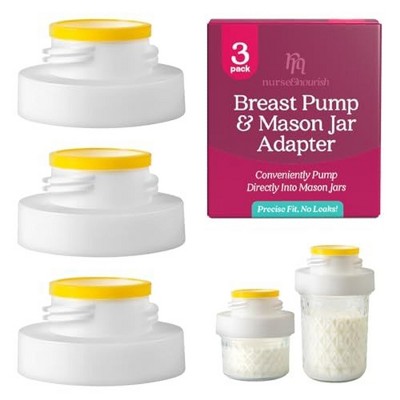 Nurse and Nourish [3 Pack] Mason Jar Breast Pump Adaptor for Spectra Breast Pump S1 & S2 Wide Mouth, for Maymom & Avent Pump Parts