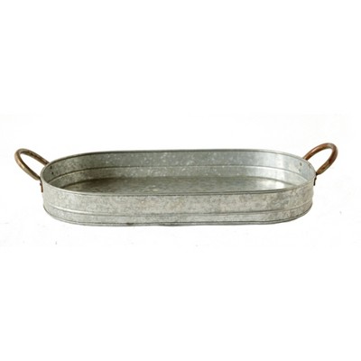 Oval Galvanized Iron Serving Tray with Handles