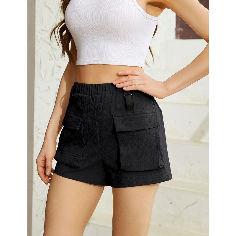 Womens High Waist Cargo Shorts with Pockets, 3 of 8
