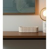 HomeRoots 6" Beige Oval Ceramic Ribbed Texture Table Vase - 2 of 4