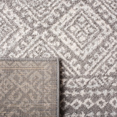 Ivory and Dark Grey Geometric Square Area Rug
