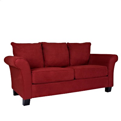 Randy Rolled Arm Sofa Microfiber Red - Handy Living