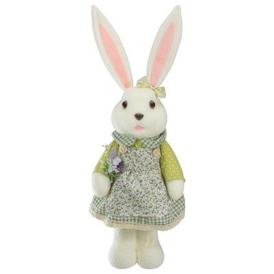 Northlight 20" White and Green Standing Girl Rabbit Easter Figure