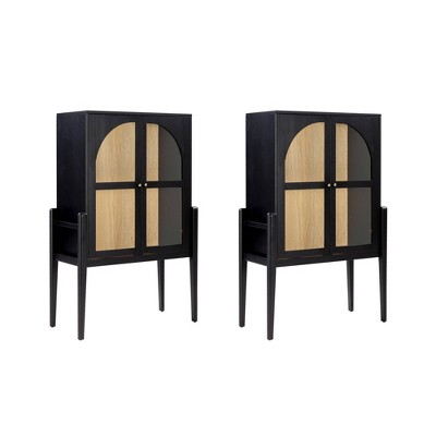 Nathan James Set of 2 Shadow Storage Cabinet Black
