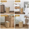 LunaLulinlk Boho Trash Can with Lid for Bathroom,2.6Gallon Small Rattan Garbage Can with Press Top Lid - 2 of 4