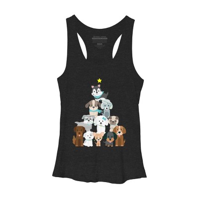 Women's Design By Humans Christmas Tree Dogs By GiftsIdeas Racerback Tank Top