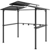 Outsunny 8' x 5' Hardtop Grill Gazebo, Outdoor BBQ Gazebo with Double Metal Roof, 2 Side Shelves and 4 Cup Holders for Patio Backyard Lawn Deck - 4 of 4