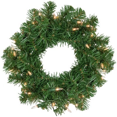 Northlight Pre-Lit Deluxe Dorchester Pine Artificial Christmas Wreath, 12-Inch, Clear Lights