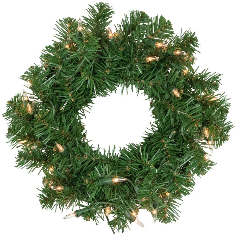 Northlight Pre-Lit Deluxe Dorchester Pine Artificial Christmas Wreath, 12-Inch, Clear Lights, 1 of 5