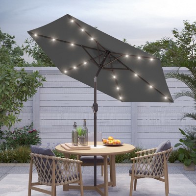 Sonkuki 7.5 ft Outdoor LED Solar Lighted Patio Market Umbrella w/ Push Button Tilt