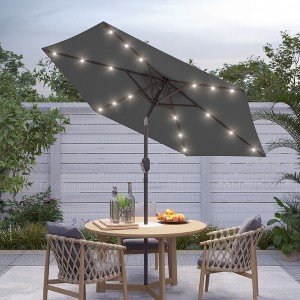 Sonkuki 7.5 ft Outdoor LED Solar Lighted Patio Market Umbrella w/ Push Button Tilt - 1 of 4