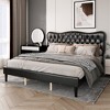 Whizmax Bed Frame Faux Leather Upholstered Platform Bed with Button Tufted and Adjustable Headboard Wooden Slat Support - 3 of 4