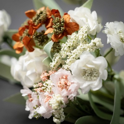 16.5" White and Green Artificial Eucalyptus Floral Wreath