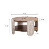 Carved Round Wooden Coffee Table with Double-Layer Storage,Solid Wood Retro End Table for Living Room or Bedroom–The Pop Home - 4 of 4