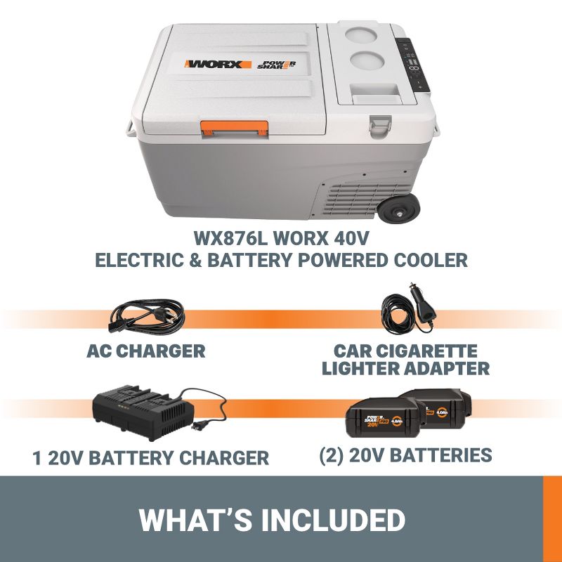 Worx WX876L 20V 5Ah Power Share Electric & Battery Powered Cooler (Battery and Charger Included), 2 of 10