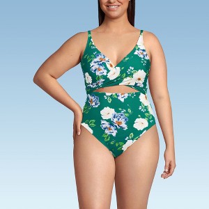 Lands' End Women's Wrap Monokini High Leg One Piece Swimsuit - 1 of 3
