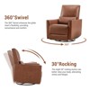 Nursery Swivel Rocking Recliner Chair, PU Leather Upholstered Glider Recliner with Lumber Pillow & High Backrest, Reclining Chair for Bedroom - 2 of 4