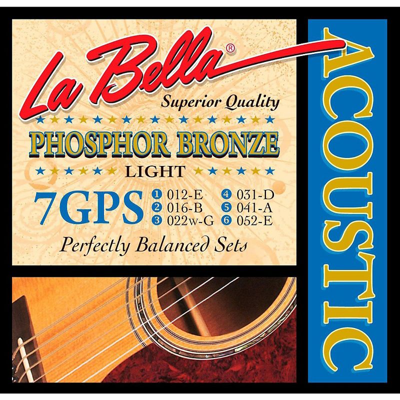 La Bella 7GPS Phosphor Bronze Light Acoustic Guitar Strings, 1 of 2