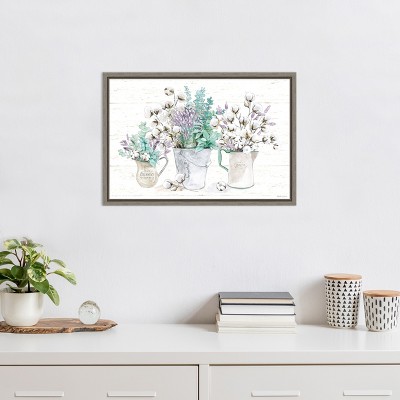 Farmhouse Cotton and Lavender Framed Canvas Wall Art Print
