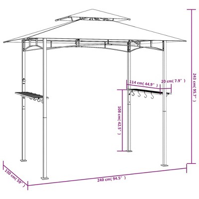 Anthracite Steel BBQ Gazebo with Side Shelves and Durable Roof