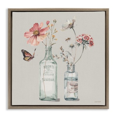 Stupell Industries Flower Jar Butterfly Painting, 18" x 18"