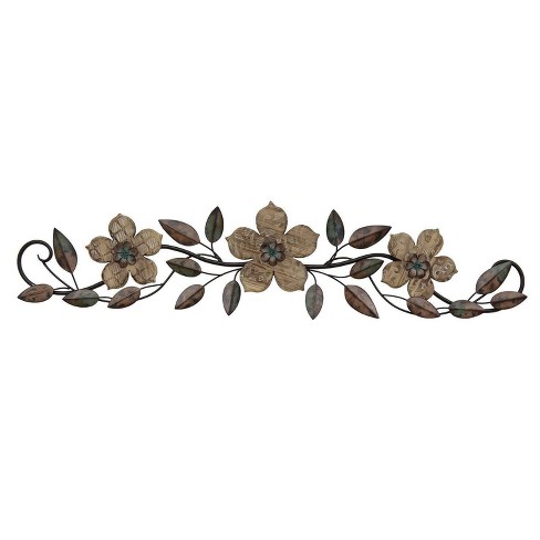 Black Floral Stems Wood Wall Decor