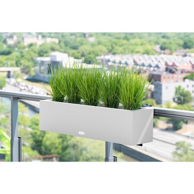 White 36" Recycled Plastic Railing Planter with Steel Brackets