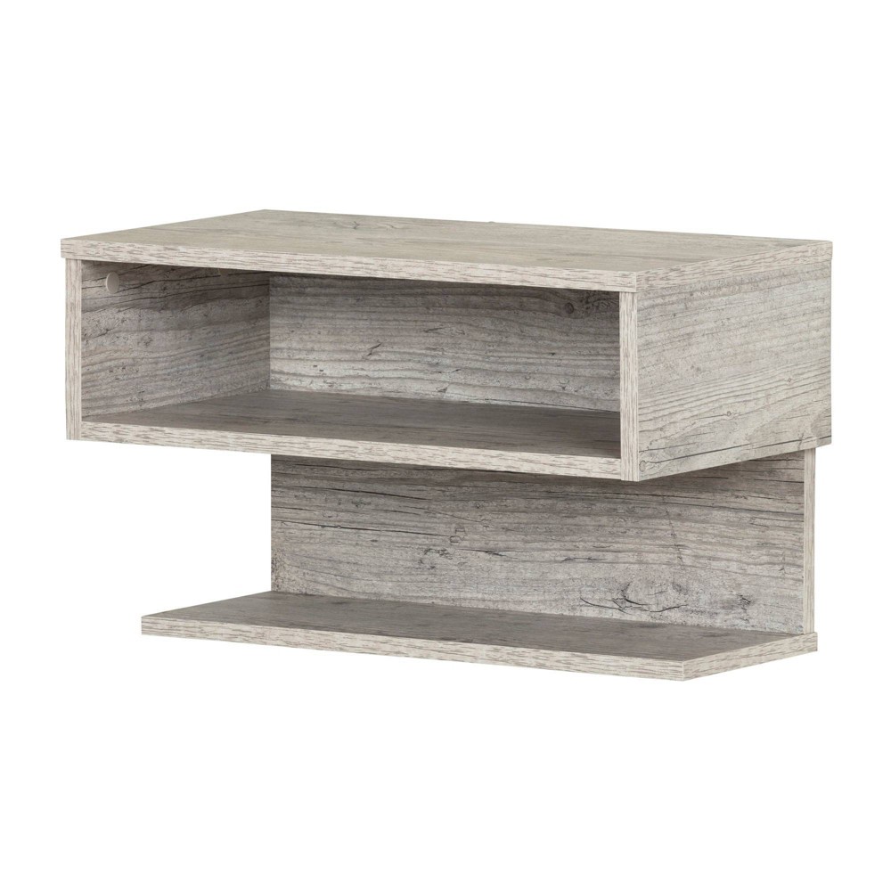Sazena Floating Nightstand Seaside Pine - South Shore: Laminated Bedside Table, Adjustable Height Shelf