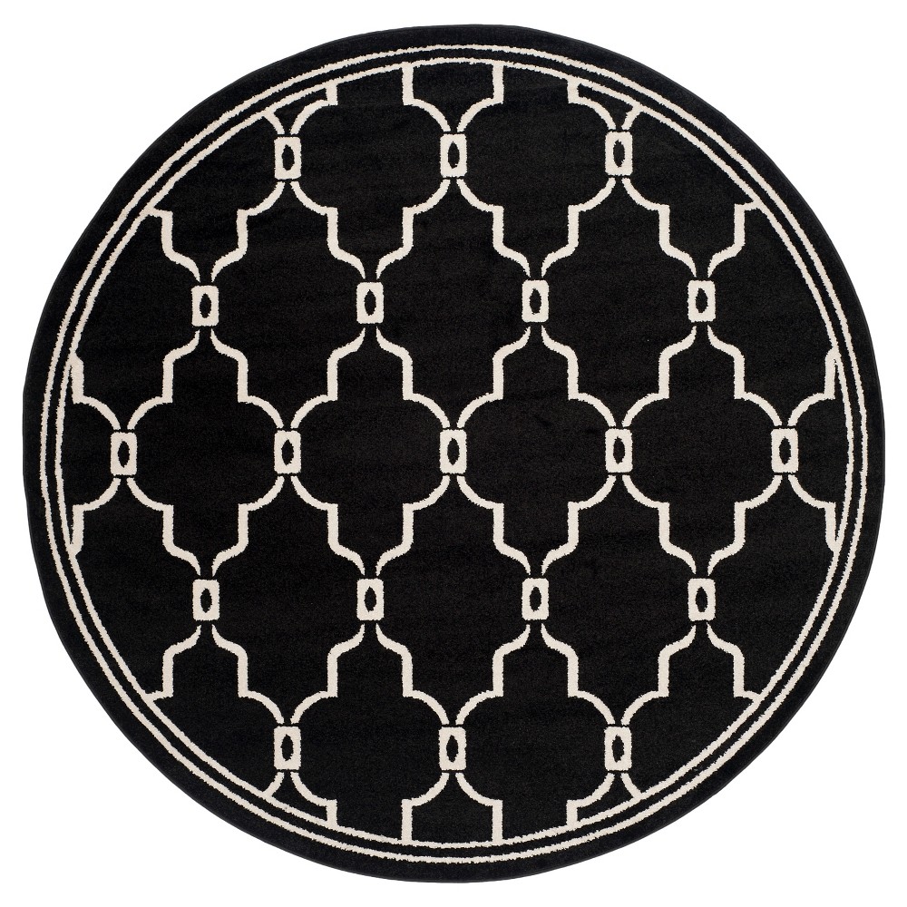 Prato 7' Indoor/Outdoor Round Rug - Anthracite/Ivory - Safavieh