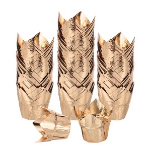Unique Bargains Disposable Greaseproof Aluminum Foil Tulip Baking Cups 3.1 Inch 100 Pcs - 1 of 4
