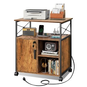 File Cabinet with Charging Station, Lockable Lateral Filing Cabinets for Home Office, Printer Cabinet for A4/Letter Size File Folders - 1 of 4