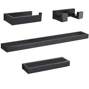Itopfox 4 Piece Matte Black Bathroom Hardware Set Sturdy Screw Reinforced Towel Bar Holder Toilet Paper Holder Towel Hook Metal - 1 of 4