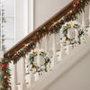 2 Pack 18in Pre-lit Snow Flocked Christmas Wreath, Lighted Artificial Xmas Wreath with 60 Warm Lights and 140 Tips - 4 of 4