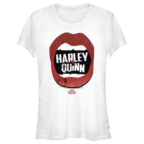 Juniors Womens The Suicide Squad Harley Quinn Lips Logo T shirt