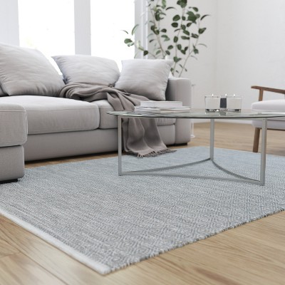Gray 5' x 7' Handwoven Diamond Pattern Synthetic Area Rug