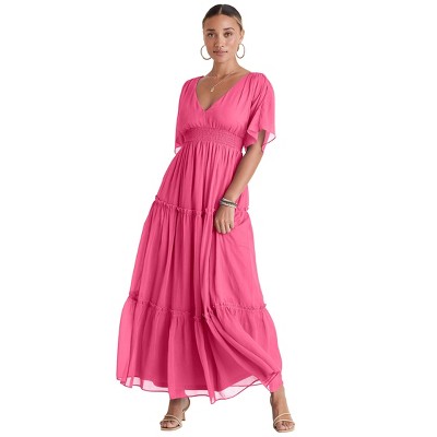VENUS Womens Flutter Sleeve Maxi Dress