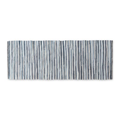 Design Imports Stonewash Blue Slim Stripe Cotton Chindi Rug 2Ft 3Inx6Ft