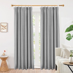 Deconovo Poly Linen Stripe Printed Curtain 2Pass Coated Pleated Rod Pocket - 1 of 4