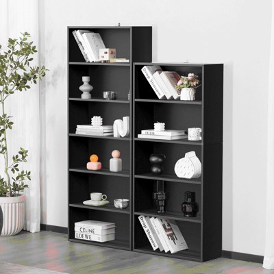 MAYEERTY 5 Tiers Bookshelf, Modern Open Bookshelf, Storage Rack Shelves in Living Room/Home/Office, Black