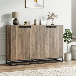 55" Buffet Storage Cabinet, Modern Sideboard Credenza with 4 Doors and Shelves, Coffee Bar Cabinet for Kitchen, Dining Room, Living Room - 1 of 4
