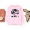 Girl Who Loves Horses Circle - Kids Youth Long Sleeve Graphic T-Shirt - 3 of 4