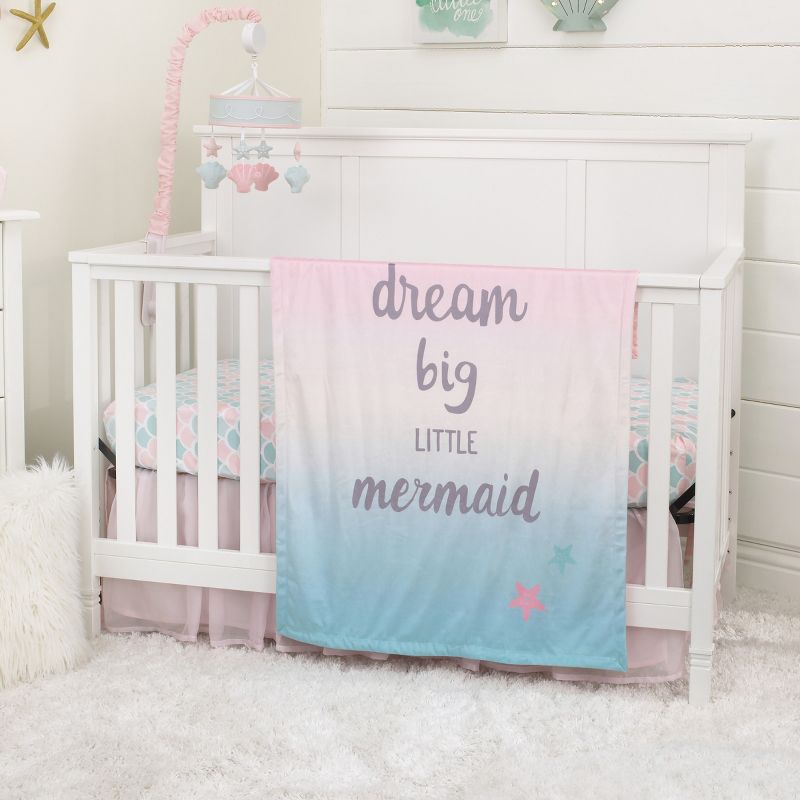 NoJo Sugar Reef Mermaid Super Soft Ombre Baby Blanket, Dream Big Little Mermaid, 2 of 4