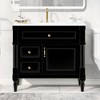 Gulches 36 in 18 in Undermount Rectangular Bathroom Sink in Black Solid Rubberwood MDF Ceramic with 3 Drawers Adjustable Shelf Metal Handles - 2 of 4