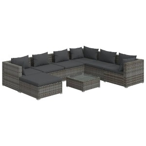 vidaXL Garden Lounge Set Grey with Anthracite Cushions - 1 of 4