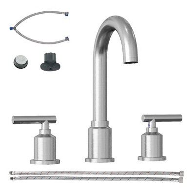 8 Inch Widespread Bathroom Faucet with Pop-Up Drain,3-Hole Bathroom Sink Faucet,High-Arc Design 360°Swivel Spout,Solid Construction，for Bathroom