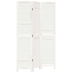 vidaXL Room Divider 3 Panels White Solid Wood Paulownia - 1 of 4