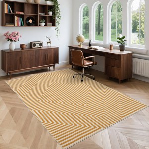 Washable Rugs for Living Room Low Pile Geometric Striped Soft Carpet Mid Century Modern Rugs for Bedroom Office Classroom - 1 of 4