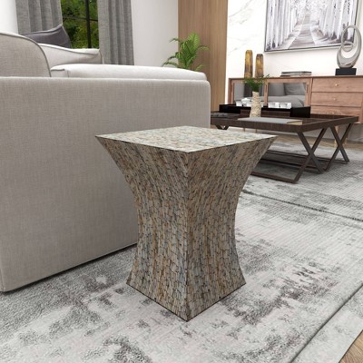 Pearl Inlay Hourglass Accent Table 15"x19" - Multicolor