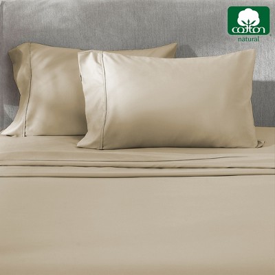 Beige King Size Cotton Sateen Pillowcases Set